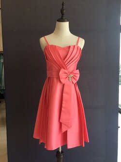 Sale พร้อมส่ง ชุดราตรีสั้น สายเดี่ยว สีโอโรส