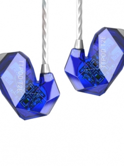 ขาย หูฟัง TTPOD T2E หูฟัง3 Driver (2BA 1Dynamic) สายชุบเงิน รุ่นเบสหนัก - สีน้ำเงินใส