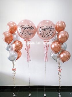 ลูกโป่ง แสดงความยินดี Bubble ขนาด 24" 2 ลูก พร้อม ช่อลูกโป่ง ช่อ 7 ลูก 2 ช่อ พร้อมตกเเต่ง สามารถเปลี่ยนสีลูกโป่ง/เปลี่ยนข้อความ/เปลี่ยนขนาดได้