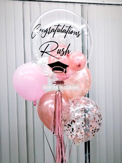 ลูกโป่ง รับปริญญา Bubble USA ขนาด 24" พร้อม ลูกโป่ง 4 ลูก,ลูกโป่งใส ใส่กลิตเตอร์ พร้อมตกเเต่ง สามารถเปลี่ยนสีลูกโป่ง/เปลี่ยนข้อความได้