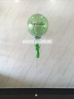 ลูกโป่ง แสดงความยินดี Bubble ขนาด 24" กลิตเตอร์สีเขียว พร้อมตกแต่ง สามารถเปลี่ยนสีลูกโป่ง/เปลี่ยนข้อความ/เปลี่ยนขนาดได้