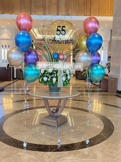 ลูกโป่ง ครบรอบ Bubble ขนาด 24" กลิตเตอร์สีทอง พร้อม ช่อลูกโป่งช่อ 6 ลูก 2 ช่อ พร้อมตกเเต่ง สามารถเปลี่ยนสีลูกโป่ง/เปลี่ยนขนาด/เปลี่ยนข้อความได้