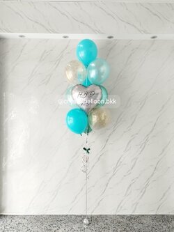 ลูกโป่งแบบช่อ 10 ลูก 1 ช่อ พร้อมลูกโป่งฟอยล์หัวใจ 1 ลูก พร้อมตกแต่ง สามารถเปลี่ยนสีลูกโป่ง/เปลี่ยนข้อความได้
