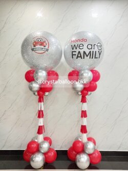 เสาลูกโป่ง เปิดงาน Bubble ขนาด 36" กลิตเตอร์สีเงิน 2 เสา พร้อมตกแต่ง สามารถเปลี่ยนสีลูกโป่ง/เปลี่ยนข้อความได้