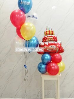 ลูกโป่ง วันเกิดเด็ก ฟอยล์เค้ก สีแดง ตั้งฐาน 1 ชิ้น พร้อม ช่อลูกโป่ง ช่อ 7 ลูก 1 ช่อ พร้อมตกแต่ง สามารถเปลี่ยนสีลูกโป่ง/เปลี่ยนข้อความ/เปลี่ยนฟอยล์ตกแต่งได้