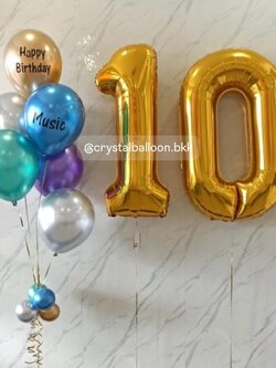 ลูกโป่งวันเกิดเด็ก ลูกโป่งแบบช่อ 7 ลูก 1 ช่อ โครเมี่ยมหลากสี พร้อม ฟอยล์ตัวเลข ขนาด 40" 2 ชิ้น พร้อมตกแต่ง สามารถเปลี่ยนสีลูกโป่ง/เปลี่ยนข้อความได้