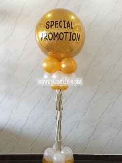 เสาลูกโป่ง เปิดร้าน Bubble ขนาด 36" กลิตเตอร์สีทอง 1 เสา พร้อมตกแต่ง สามารถเปลี่ยนสีลูกโป่ง/เปลี่ยนข้อความได้