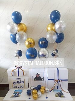 Happy Birthday Surprised Box กล่องเซอร์ไพรส์วันเกิด พร้อม ลูกโป่ง 4 ลูก ,ลูกโป่งช่อ 5 ลูก 2 ช่อ , พร้อมตกเเต่ง สามารถใส่รูปได้ 3 ใบ สามารถเปลี่ยนสีลูกโป่ง/เปลี่ยนสีข้อความได้