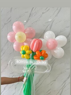 สั่ง Flower Balloon Small Bouquet ช่อ 5 ดอก พร้อมตกแต่ง สามารถเปลี่ยนสีลูกโป่งได้