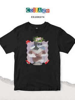 เสื้อยืดพิมพ์ลาย Collage Smoke Cannabis I รหัส CEA00474 สีดำ #เสื้อยืด #Collage