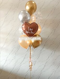 ลูกโป่ง แสดงความยินดี ช่อลูกโป่งฟอยล์หัวใจ ขนาด 18" ช่อ 10 ลูก 1 ช่อ พร้อมตกแต่ง สามารถเปลี่ยนสีลูกโป่ง/เปลี่ยนข้อความ/เปลี่ยนสี-ฟอยล์ตกแต่งได้