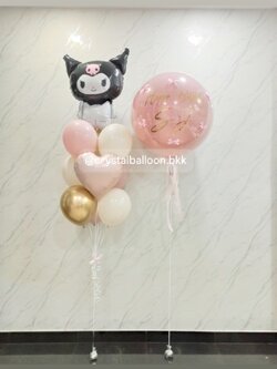 ลูกโป่ง วันเกิดเด็ก ลูกโป่งยาง ขนาด 36" สี Dusk Pink 1 ลูก พร้อม ประดับโบว์จิ๋ว 6 ชิ้น,ฟอยล์คุโรมิ 1 ชิ้น,ฟอยล์หัวใจ ขนาด 18" 1 ชิ้น ช่อลูกโป่ง ช่อ 10 ลูก 2 ช่อ พร้อมตกแต่ง สามารถเปลี่ยนสีลูกโป่ง/เปลี่ยนข้อความ/เปลี่ยนขนาดได้