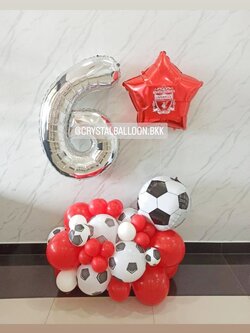 ลูกโป่ง วันเกิดเด็ก Theme ฟุตบอล ออแกรนิค ขนาด 60 ซม. พร้อม ฟอยล์ตัวเลข ขนาด 40" 1 ชิ้น พร้อมตกแต่ง ฟอยล์ดาว ขนาด 24" 1 ชิ้น,ฟอยล์ฟุตบอล 1 ชิ้น สามารถเปลี่ยนสีลูกโป่ง/เปลี่ยนสี-ฟอยล์ตัวเลข/เปลี่ยน Theme ได้