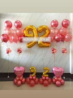 ลูกโป่ง วันเกิด ฟอยล์ตัวเลข ขนาด 40" 2 ชิ้น พร้อม ฟอยล์ตัวเลข ขนาด 16" ตั้งฐาน 2 ชิ้น,ฟอยล์หัวใจ ขนาด 18" ตั้งฐาน 2 ชิ้น พร้อม ช่อลูกโป่ง ช่อ 5 ลูก 4 ช่อ พร้อมตกแต่ง สามารถเปลี่ยนสีลูกโป่ง/เปลี่ยนข้อความ/เปลี่ยนสี-ฟอยล์ตัวเลข-ฟอยล์ตกแต่งได้