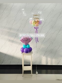 ลูกโป่ง วันเกิดเด็ก Bubble USA ขนาด 24" พร้อมตกแต่ง ฟอยล์หอย ตั้งฐาน 1 ชิ้น สามารถเปลี่ยนสีลูกโป่ง/เปลี่ยนข้อความได้