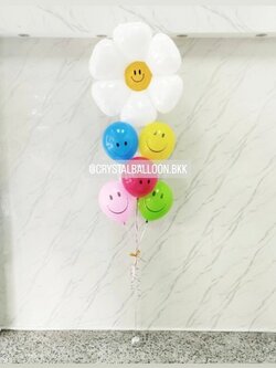 ลูกโป่ง วันเกิดเด็ก ช่อลูกโป่งฟอยล์ดอกเดซี่ ช่อ 7 ลูก 1 ช่อ พร้อมตกเเต่ง สามารถเปลี่ยนสีลูกโป่ง/เปลี่ยนสี-ฟอยล์ตกเเต่งได้