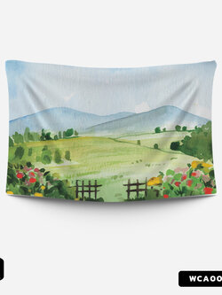 ผ้าติดผนัง ผ้าแขวนผนัง ผ้าตกแต่ง Sky And Field WCA00040 #SOdAhome #SOdAPrintinG #WallCloth