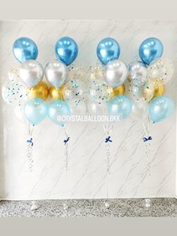 ลูกโป่ง เปิดร้าน ช่อลูกโป่งสีโครเมี่ยม ช่อ 7 ลูก 4 ช่อ พร้อมตกแต่ง สามารถเปลี่ยนสีลูกโป่งได้