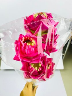 ดอกบัวบานสีชมพู ดอกไม้ผ้าประดิษฐ์ ขายเป็นดอก ดอกละ 35 บาท