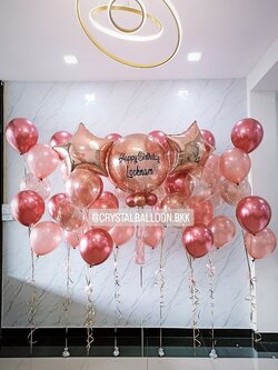 ลูกโป่ง วันเกิด Bubble 24'' Theme โรสโกลด์ พร้อมตกเเต่ง ช่อลูกโป่ง 5 ลูก 6 ช่อ,ฟอยล์ดาว 24" 2 ช่อ สามารถเปลี่ยนสีลูกโป่ง/เปลี่ยนฟอยล์ตกแต่ง/เปลี่ยนข้อความได้