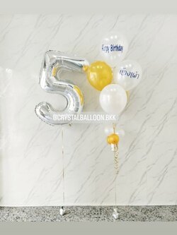 ลูกโป่ง วันเกิดเด็ก ฟอยล์ตัวเลข ขนาด 40" 1 ชิ้น พร้อม ช่อลูกโป่ง ช่อ 5 ลูก 1 ช่อ พร้อมตกแต่ง สามารถเปลี่ยนสีลูกโป่ง/เปลี่ยนข้อความ/เปลี่ยนสีฟอยล์ตัวเลขได้