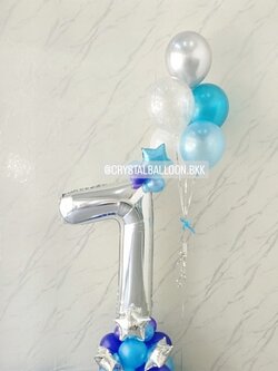 ลูกโป่ง วันเกิดเด็ก ฟอยล์ตัวเลข ขนาด 40" ตั้งฐาน 1 ชิ้น พร้อม ช่อลูกโป่ง ช่อ 5 ลูก 1 ช่อ พร้อมตกแต่ง สามารถเปลี่ยนสีลูกโป่ง/เปลี่ยนสี-ฟอยล์ตัวเลข/เปลี่ยนสี-ฟอยล์ตกแต่งได้