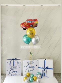 Happy Birthday Surprise Box กล่องเซอร์ไพรส์วันเกิด พร้อม ฟอยล์ cars 1 ชิ้น , ลูกโป่ง 4ลูก , พร้อมตกเเต่ง สามารถใส่รูปได้ 2 ใบ สามารถเปลี่ยนสีลูกโป่ง/เปลี่ยนข้อความ/เปลี่ยนสีฟอยล์ตกเเต่งได้
