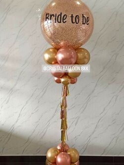 เสาลูกโป่ง Bride To Be Bubble ขนาด 36" กลิตเตอร์สีโรสโกล 1 เสา พร้อมตกแต่ง สามารถเปลี่ยนสีลูกโป่ง/เปลี่ยนข้อความได้