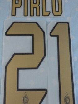 ชุดชื่อและเบอร์ติดเสื้อฟุตบอล #21 ปีร์โล่ สโมสรเอซี มิลาน (ชุดเหย้า 2003/07) PLAYER SIZE ใหม่ / #21 PIRLO AC MILAN Football Club (Home 2003/07) PLAYER SIZE Name and Number Set NEW