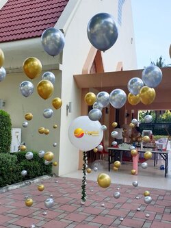 ลูกโป่ง งานแต่ง ลูกโป่งยาง ขนาด 36" สีขาว พร้อม ลูกโป่งฟองอากาศ 10 เส้น พร้อมตกเเต่ง สามารถเปลี่ยนสีลูกโป่ง/เปลี่ยนข้อความ/เปลี่ยนขนาดได้