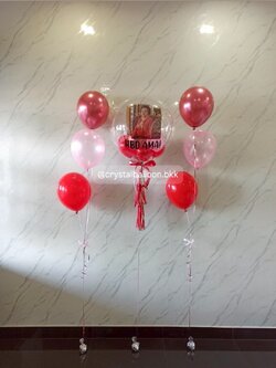 ลูกโป่ง Bubble USA ขนาด 24" พร้อม ลูกโป่ง 6" 6 ลูก , ลูกโป่งช่อ 3 ลูก 2 ช่อ พร้อมตกแต่ง สามารถเปลี่ยนสีลูกโป่ง/เปลี่ยนข้อความได้ (ราคายังไม่รวมค่าอิงค์เจ็ท)