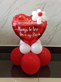 ลูกโป่ง โอกาสพิเศษต่างๆ ลูกโป่ง ฟอยล์หัวใจ สีแดง ขนาด 18" ตั้งฐาน 1 ชั้น พร้อมตกแต่ง สามารถเปลี่ยนสีลูกโป่ง/เปลี่ยนข้อความ/เปลี่ยนสี-ฟอยล์ตกแต่งได้