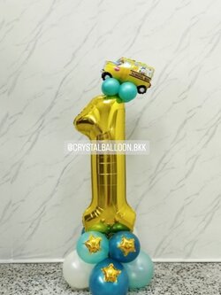 ลูกโป่ง วันเกิดเด็ก ฟอยล์ตัวเลข ขนาด 40" ตั้งฐาน 1 ชิ้น พร้อมตกแต่ง สามารถเปลี่ยนสีลูกโป่ง/เปลี่ยนสี-ฟอยล์ตัวเลข/เปลี่ยนฟอยล์ตกแต่งได้