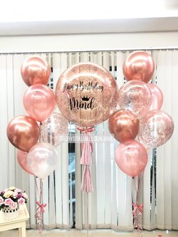 ลูกโป่ง วันเกิด Bubble ขนาด 24" สียอดนิมยม พร้อม ช่อลูกโป่ง ช่อ 7 ลูก 2 ช่อ,ลูกโป่งใส ใส่กลิตเตอร์ พร้อมตกเเต่ง สามารถเปลี่ยนสีลูกโป่ง/เปลี่ยนข้อความ/เปลี่ยนขนาดได้