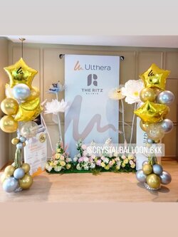 เสาลูกโป่ง เปิดงาน เสาช่อลูกโป่งฟอยล์ดาว ขนาด 24" ช่อ 10 ลูก 2 เสา พร้อมตกเเต่ง สามารถเปลี่ยนสีลูกโป่ง/เปลี่ยนข้อความ/เปลี่ยนสี-ฟอยล์ตกแต่งได้