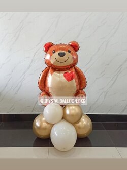 ลูกโป่งฟอยล์ตกแต่ง วันเกิดเด็ก ฟอยล์หมี สีน้ำตาล ตั้งฐาน 1 ชิ้น พร้อมตกแต่ง สามารถเปลี่ยนสีลูกโป่ง/เปลี่ยนฟอยล์ตกแต่งได้