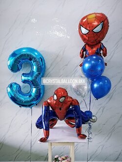 ลูกโป่ง วันเกิดเด็ก Theme Spider Man 4D พร้อม ช่อลูกโป่ง Spider Man ช่อ 5 ลูก 1 ช่อ,ฟอยล์ตัวเลข ขนาด 40" 1 ชิ้น พร้อมตกเเต่ง สามารถเปลี่ยนสีลูกโป่ง/เปลี่ยนสี-ฟอยล์ตัวเลข/เปลี่ยนฟอยล์ตกแต่งได้