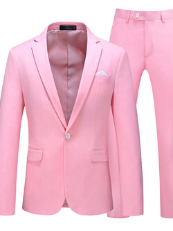 พร้อมเช่า ชุดสูทชาย สีชมพู รุ่นคลาสสิค ทรงสลิม