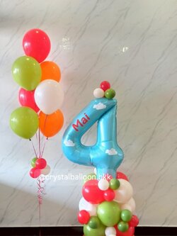 ลูกโป่ง วันเกิดเด็ก ฟอยล์ตัวเลข ขนาด 40" ตั้งฐาน 1 ชิ้น สีฟ้า , ลูกโป่งช่อ 7 ลูก 1 ช่อ , พร้อมตกแต่ง สามารถเปลี่ยนสีลูกโป่ง/เปลี่ยนสี-ฟอยล์ตัวเลข/เปลี่ยนสี-ฟอยล์ตกแต่งได้