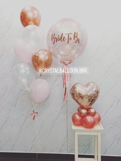 ลูกโป่ง Bride To Be Bubble ขนาด 24" พร้อม ช่อลูกโป่ง 6 ลูก 1 ช่อ พร้อมตกแต่ง ฟอยล์หัวใจ 18" ตั้งฐาน 1 ชิ้น สามาราถเปลี่ยนสีลูกโป่ง/เปลี่ยนนข้อความ/เปลี่ยนสี-ฟอยล์ตกแต่ง/เปลี่ยนขนาดได้