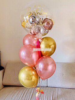 ลูกโป่ง วันเกิด Bubble USA ขนาด 24" พร้อม ลูกโป่ง 6 ลูก พร้อมตกเเต่ง สามารถเปลี่ยนสีลูกโป่ง/เปลี่ยนข้อความได้