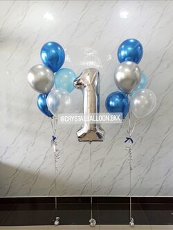 ลูกโป่ง วันเกิดเด็ก ช่อลูกโป่ง 5 ลูก 2 ช่อ พร้อม ฟอยล์ตัวเลข ขนาด 40" 1 ชิ้น พร้อมตกแต่ง สามารถเปลี่ยนสีลูกโป่ง/เปลี่ยนสี-ฟอยล์ตัวเลขได้