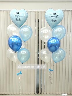 ลูกโป่ง รับปริญญา ช่อลูกโป่ง ฟอยล์หัวใจ 18" 2 ช่อ Theme สีฟ้า พร้อมตกแต่ง สามารถเปลี่ยนสีลูกโป่ง/เปลี่ยนข้อความ/เปลี่ยนสี-ฟอยล์ตกแต่งได้