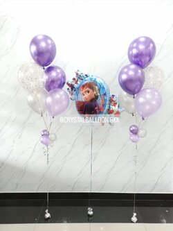 ลูกโป่ง วันเกิดเด็ก ช่อลูกโป่ง ช่อ 5 ลูก 2 ช่อ พร้อม ฟอยล์ Frozen 1 ชิ้น,ลูกโป่งใส ใส่ กลิตเตอร์ พร้อมตกแต่ง สามารถเปลี่ยนสีลูกโป่ง/เปลี่ยนฟอยล์ตกแต่งได้