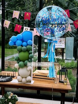 ลูกโป่ง วันเกิดเด็ก Bubble ขนาด 24" พร้อม แท่นตัวเลข ขนาด 90 ซม. 1 ชิ้น พร้อมตกแต่ง ป้ายธง Happy Birthday ชมพู 1 ชิ้น สามารถเปลี่ยนสีลูกโป่ง/เปลี่ยนข้อความ/เปลี่ยนขนาด/เปลี่ยนแท่น-ตัวเลข/เปลี่ยนสี-ป้ายธงได้