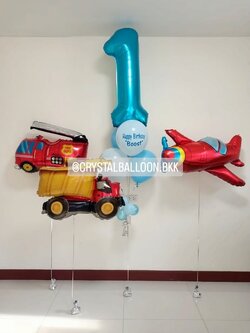 ลูกโป่ง วันเกิดเด็ก ช่อลูกโป่งฟอยล์ตัวเลข ขนาด 40" ช่อ 5 ลูก 1 ช่อ พร้อมตกแต่ง ฟอยล์รถดับเพลิง 1 ชิ้น,ฟอยล์รถบรรทุก 1 ชิ้น,ฟอยล์เครื่องบิน 1 ชิ้น สามารถเปลี่ยนสีลูกโป่ง/เปลี่ยนข้อความ/เปลี่ยนสี-ฟอยล์ตัวเลข/เปลี่ยนฟอยล์ตกแต่งได้