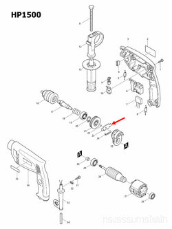 แผ่นบังคับตัวปรับ สว่านกระเทก Makita มากีต้า HP1500 [#23] Pn.344112-2 (แท้) ##