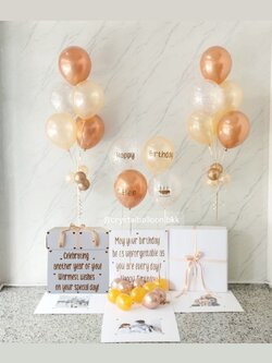 Happy Birthday Surprised Box กล่องเซอร์ไพรส์วันเกิด พร้อม ลูกโป่ง 4 ลูก พร้อมตกเเต่ง สามารถใส่รูปได้ 2 ใบ สามารถเปลี่ยนสีลูกโป่ง/เปลี่ยนสีข้อความได้