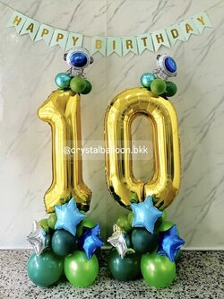 ลูกโป่ง วันเกิดเด็ก ฟอยล์ตัวเลข ขนาด 40" ตั้งฐาน 2 ชิ้น พร้อม ป้ายธงHBD,ป้ายธงชื่อ 8 อักษร พร้อมตกเเต่ง สามารถเปลี่ยนสีลูกโป่ง/เปลี่ยนสี-ฟอยล์ตัวเลข/เปลี่ยนฟอยล์ตกแต่งได้