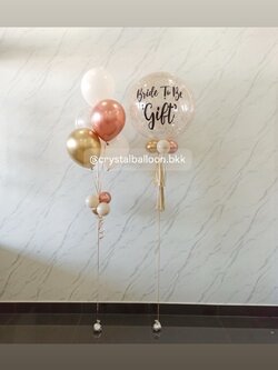 ลูกโป่ง Bride To Be Bubble ขนาด 24" กลิตเตอร์สีแชมเปญ 1 ลูก พร้อม ช่อลูกโป่ง ช่อ 5 ลูก 1 ช่อ พร้อมตกแต่ง สามารถเปลี่ยนสีลูกโป่ง/เปลี่ยนข้อความ/เปลี่ยนขนาดได้